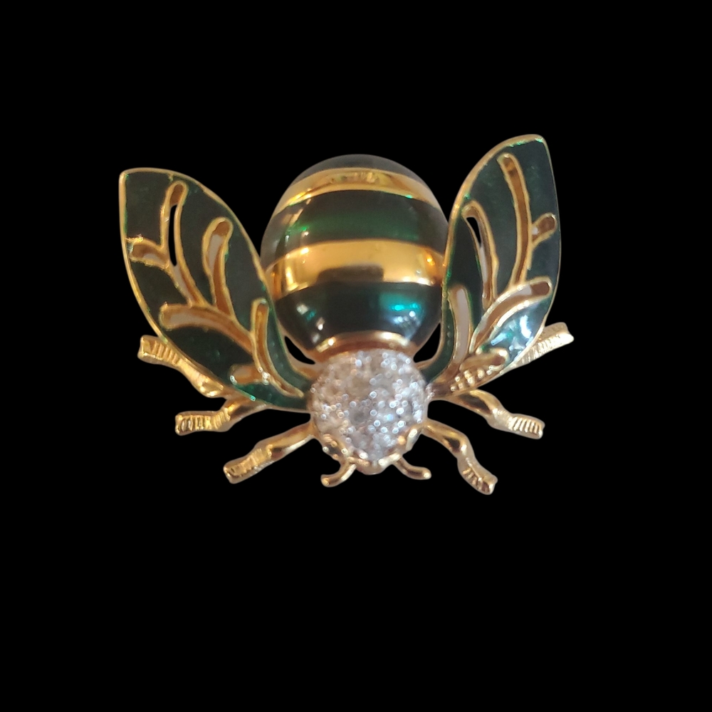 Joan Rivers Green and Gold Bee Brooch